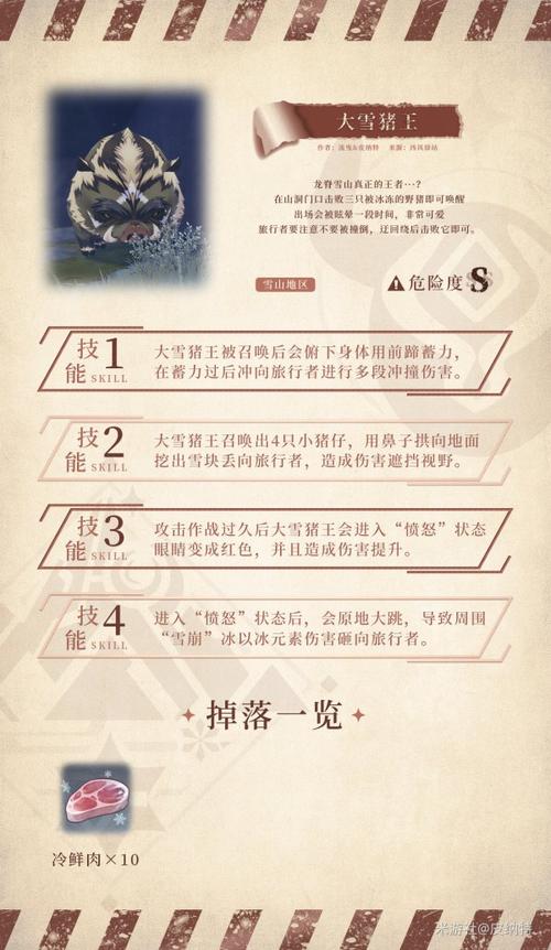 原神龙脊雪山怪物图鉴：轻松应对雪山各种敌人